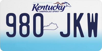 KY license plate 980JKW