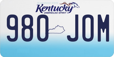 KY license plate 980JOM