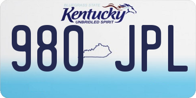 KY license plate 980JPL
