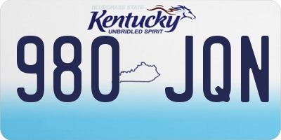 KY license plate 980JQN