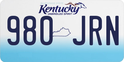 KY license plate 980JRN