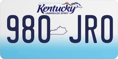 KY license plate 980JRO