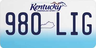 KY license plate 980LIG