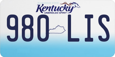 KY license plate 980LIS