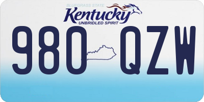 KY license plate 980QZW
