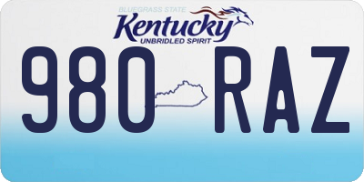 KY license plate 980RAZ