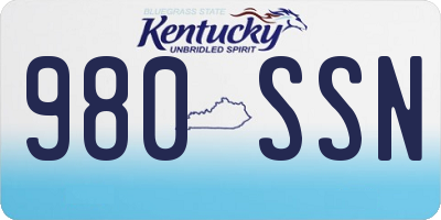 KY license plate 980SSN