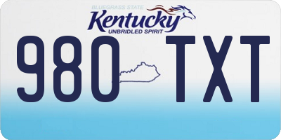 KY license plate 980TXT