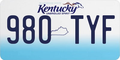 KY license plate 980TYF