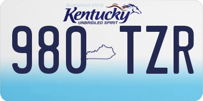KY license plate 980TZR