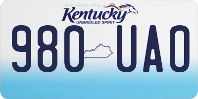 KY license plate 980UAO