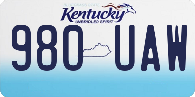 KY license plate 980UAW
