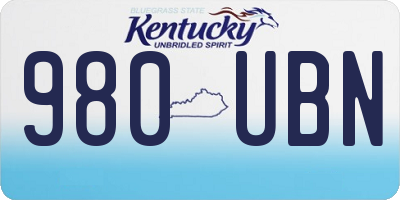 KY license plate 980UBN