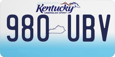 KY license plate 980UBV