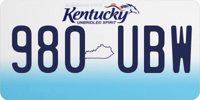 KY license plate 980UBW