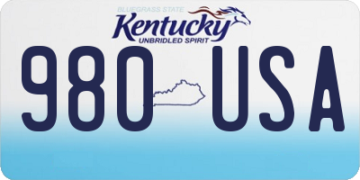 KY license plate 980USA