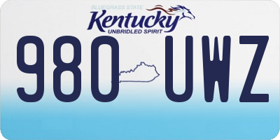 KY license plate 980UWZ