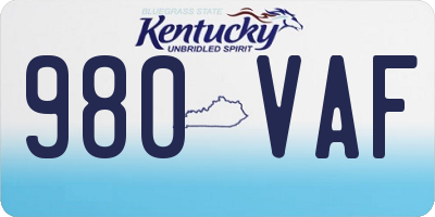 KY license plate 980VAF