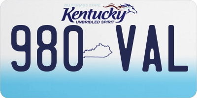 KY license plate 980VAL