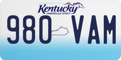 KY license plate 980VAM