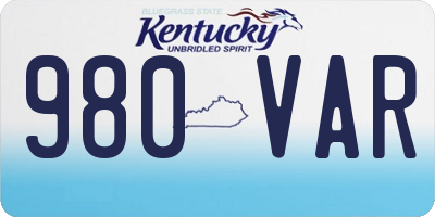 KY license plate 980VAR