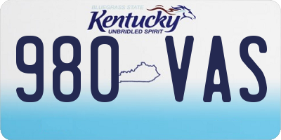 KY license plate 980VAS