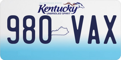 KY license plate 980VAX