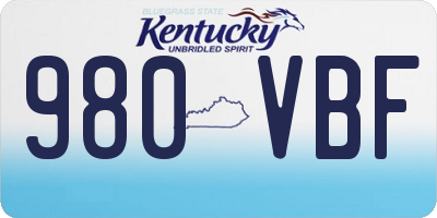 KY license plate 980VBF
