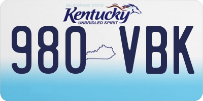 KY license plate 980VBK
