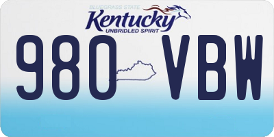 KY license plate 980VBW