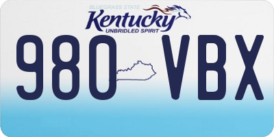KY license plate 980VBX