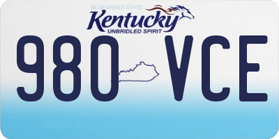 KY license plate 980VCE