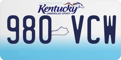 KY license plate 980VCW