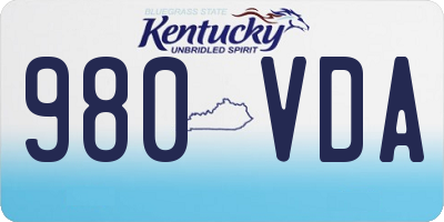 KY license plate 980VDA
