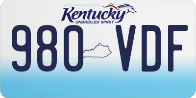 KY license plate 980VDF