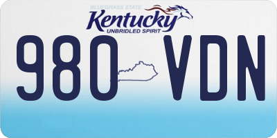 KY license plate 980VDN