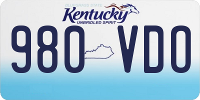 KY license plate 980VDO