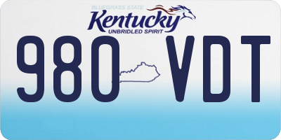 KY license plate 980VDT