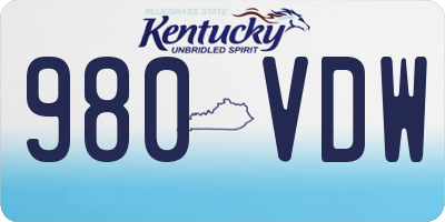 KY license plate 980VDW