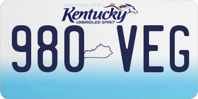 KY license plate 980VEG