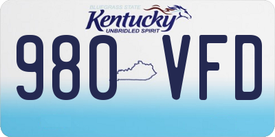 KY license plate 980VFD