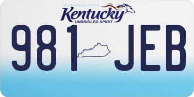 KY license plate 981JEB