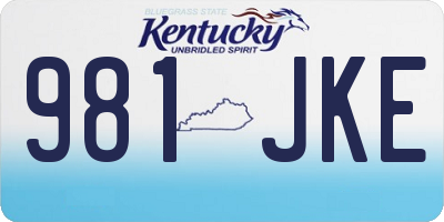 KY license plate 981JKE