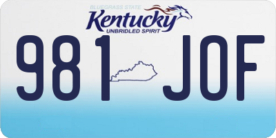KY license plate 981JOF