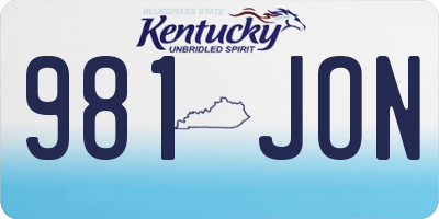KY license plate 981JON