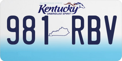 KY license plate 981RBV