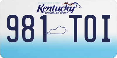 KY license plate 981TOI