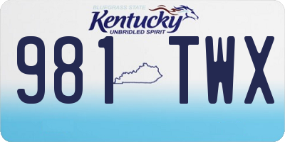KY license plate 981TWX