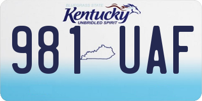 KY license plate 981UAF
