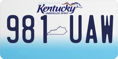 KY license plate 981UAW